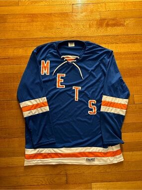 Blue New York Mets SGA Field Promo Giveaway Polyester Hockey Jersey NY Large